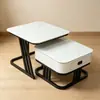 Sala de estar, uso doméstico, novo modelo 2026, mesa de centro pequena, minimalista, luxo leve, alta qualidade, mesa de centro dobrável simples estilo italiano com tampo de placa de rocha