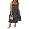 Vestido de Verano 2026 de Amazon Tallas Grandes de Longitud Media para Mujer, Vestido de Tirantes de Playa con Cuadrado Escotado y Lunares