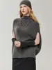 Suéter de estilo perezoso con cuello semi-alto 100% cachemira pura para mujer, sin mangas, corte holgado, tejido en capas, minimalista, elegante estilo murciélago