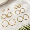 Nuevos Pendientes de Aro Minimalistas Estilo Retro Múltiples Tamaños Chapados en Oro Combinación de Seis Pares Set de Pendientes Venta al por Mayor