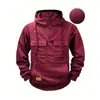 Sudadera con capucha para hombre transfronteriza, sudadera casual de color liso para otoño e invierno, top holgado para hombre con múltiples bolsillos y media cremallera, abrigo de invierno