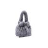 Bolsa de pelúcia para mulheres outono e inverno Novo estilo coreano moderna bolsa de balde portátil com cordão simples para ombro transversal bolsa peluda para mulheres