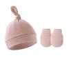 Comercio Exterior Primavera y Otoño Delgado Sombrero para Bebé Fetal Sombrero para Recién Nacido Sombrero para Bebé con Nudo y Pompón Set de Sombrero y Guantes de una Sola Capa