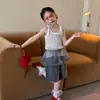 Colete Listrado Infantil Fuguo Girls Verão 2026 Novo Tricô Fino para Bebê Sem Mangas Versátil Camisa Básica