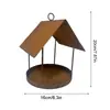 Comedouro de Jardim de Ferro Forjado Transfronteiriço, Comedouro de Pássaros em Forma de Casa Rústica Pendurado, Artesanato em Metal, Decoração de Jardim