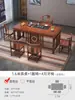 Nuevo Juego de Mesa y Sillas de Té Estilo Chino, Mesa de Té de Oficina de Madera Maciza, Juego para el Hogar, Mesa Pequeña Integrada para Preparar Té en el Balcón