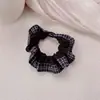 Nueva Diadema de Encaje a Cuadros Plegada para Cabello Estilo Intestino Delgado, Diadema Dulce de Tela Estilo Preppy para Cola de Caballo, Diadema Elástica Versátil