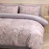 Conjunto de quatro peças de algodão puro espesso com dupla face escovada para outono e inverno, lençol de cima espesso, capa de edredom, lençol com elástico, roupa de cama quente para quarto principal