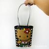 Bolso de mano tejido de plástico al por mayor bolso de gato gatito estilo universitario bolso tejido a mano para chica cesta vertical para verduras