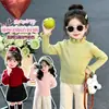 Suéter con Volantes Estilo Coreano para Niñas Otoño/Invierno 2026 Nueva Moda Infantil Elegante Top de Punto para Niña Pequeña