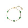 Pulseira Nova Jieding Estilo Europeu e Americano com Múltiplas Pedras Quadradas de Zircônia Verde, Joia Pulseira de Aço Titânio para Mulheres