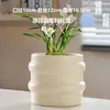Maceta de Cerámica con Plato para Uso en el Hogar, Exquisita Estilo Ins Blanco Lujo Ligero Minimalista Estilo Crema Maceta para Orquídeas Suculentas