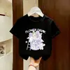 Ropa de Verano Redonda de Manga Corta para Niñas, Nueva Camiseta de Algodón de Verano para Niños Mayores, Top de Verano de Moda