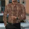 Camisa de diseño degradado vintage, chaqueta camisa casual de manga larga con bloques de color, camisa de hombre vintage estampada con cuello de solapa