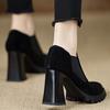 Sapatos Elegantes com Elástico para Mulheres, Novo Modelo 2026, Plataforma Impermeável, Versáteis Sapatos Pretos de Corte Profundo Resistentes ao Desgaste de Salto Alto para Mulheres