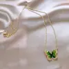 Collar de Mariposa con Circonita Verde para Mujer 2026 Nuevo Estilo Cadena para Clavícula Diseño de Nicho Lujo Ligero Moda Collar de Hada