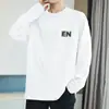 Camiseta de Algodón Puro de Peso Pesado de 260g para Hombre, Camiseta Interior de Manga Larga con Estampado de Letras de Moda