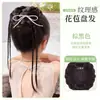 Rabo de cavalo peruca menina trança torcida botão de flor coque de cabelo simulação topo do crânio coque energético penteado para cima textura coque de cabelo