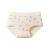 Roupa íntima feminina de algodão puro com estampa de urso divertida, cintura média, respirável, 10A, fundo antibacteriano, elástico, sem costura, desenho animado