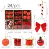 Set de 24 Cajas de Regalo Navideñas de Papel Kraft Transfronterizo con Bolas de Navidad, Lazos y Decoraciones Colgantes