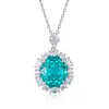 Nuevo Producto 2026 Collar de Plata de Ley S925 para Mujer con Incrustación de Color Paraíba de Laboratorio, Juego de Tres Piezas, Estilo Retro de Lujo Ligero