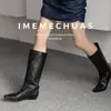 Hogar Zijin ~ ¡Cool para el juego callejero! Botas de Moda Retro Antiguas Pero Botas Altas Hasta la Rodilla Botas Rectas de Caballero