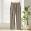 Calça Cropped de Cintura Alta de Verão da Mamãe, Calça Casual de Corte Reto para Mulheres de Meia-Idade e Idosas, Tecido Fino para o Verão, Calça Casual de Pernas Retas da Vovó