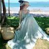 Nuevo vestido largo de tirantes de verano para mujer, adelgazante, de aspecto de hada, dulce, plisado, adecuado para el uso diario y las vacaciones