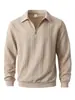 Sudadera con capucha para hombre, jacquard, cuello con solapa, manga larga, cremallera media, Amazon, Primavera/Otoño, Comercio exterior, Casual, Holgada, Color liso