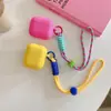 Funda de silicona simple con cordón para auriculares compatible con Apple AirPods de 4ª generación Cubierta protectora para auriculares Bluetooth Pro de 3ª y 2ª generación