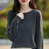 Suéter de Punto Hueco de Ganchillo con Cuello Redondo para Mujer, Suéter Interior Holgado de Otoño e Invierno, Suéter Básico Pulóver