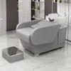 Lavabo de Cerámica para Lavado de Cabello para Salones de Belleza, Estilo Simple Semi-Reclinable, Cama de Masaje y Lavado para Salón de Belleza, Venta Directa del Fabricante