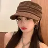 Chapéu Boina Preto Plissado Estilo Yamamoto Japonês Feminino 2025 Novo Outono Inverno Emagrecimento Facial Chapéu Octogonal Nuvem Retrô