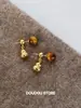 Pendientes de Resina Estilo Maillard Aguja de Plata Pendientes Retro de Lujo Ligero de Nicho Moda Temperamento Pendientes de Gama Alta Venta al por Mayor para Mujeres