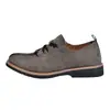 Sapatos Masculinos de Tamanho Grande Estilo Workwear Retrô Americano com Biqueira Larga e Forma Larga, de Cano Baixo com Cadarço, Estilo Britânico, Casuais de Negócios em Couro