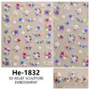 Redanco5D Pegatinas para Uñas Plateadas Estilo Ins con Relieve, Flores Secas y Flores Silvestres Pequeñas, Pegatinas 3D para Uñas He1832