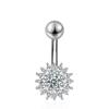 E-commerce transfronteiriço novo prego de umbigo aço inoxidável cobre incrustado zircônia flor borboleta anel de umbigo moda joia de piercing