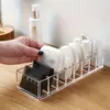 Caja de almacenamiento transparente de PET de ocho compartimentos, organizador de escritorio para cosméticos, caja de almacenamiento dividida, caja de almacenamiento de escritorio para cosméticos