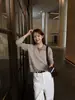 KITTIN Outono Feminino Estilo Coreano Old Money Patchwork de Listras Falso Duas Peças Gola Polo Manga Longa Malha Top K1174