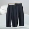 Calças Casuais de Linho Tencel para Mulheres, Novidade de Verão Plus-Size, Petite, Emagrecedoras, Pantalona Cropped Estilo Vovó Balão