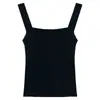 Camisola de Verão Feminina com Design Único, Adequada para Usar por Cima, Top Curto e Justo de Tricô Sexy Sem Mangas