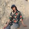 Camisa Floral de Manga Corta para Vacaciones en Sanya para Mujer Estilo Hawaiano Ins Súper Hada Playa Costera Ropa Estilo Hong Kong
