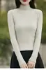 Nueva camiseta básica de algodón puro estilo coreano de cuello medio para mujer, prenda interior de punto para otoño e invierno, suéter ajustado y elegante de cuello medio