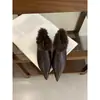 Primer Encuentro Temporada 2026 Otoño/Invierno Nuevos Mocasines Retro de Punta con Plus de Terciopelo para Mujer Tacón de Cuña Zapatos Peludos Mocasines Cálidos