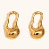 Brincos de gota irregulares ocos de aço inoxidável banhados a ouro 18K para mulheres, moda simples e leve de venda quente entre fronteiras europeia e americana
