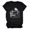 Cree que Hay Bien Amazon Ebay Sitio Independiente Camiseta de Manga Corta con Cuello Redondo de Moda y Elegante para Mujer