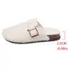 Nuevo modelo de comercio exterior: Zuecos de mujer de pelo rizado de imitación de cordero, pantuflas de algodón cálidas y gruesas estilo Birkenstock de felpa para cruzar la frontera, estilo perezoso