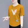 Ropa de Maternidad para Comercio Exterior Transfronterizo, Camiseta de Manga Corta para Mujer de Mediana Edad, Ropa Holgada Talla Grande para Mujer, Top Camiseta Estampada de Manga Corta con Cuello Redondo