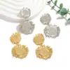 Pendientes florales de plata vintage transfronterizos europeos y americanos con un diseño geométrico de alta gama, versátiles para la moda de verano y el uso diario, para mujer