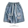 Shorts de Mezclilla Rasgados de Talla Grande para Hombre con Estilo High Street, Shorts de Verano de Longitud Media Tendencia Estilo Americano, Deportivos Casuales de Corte Holgado
